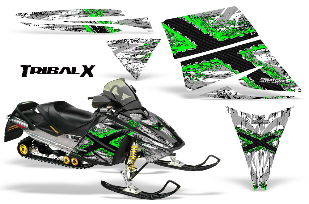 Ski-Doo Rev Graphics Kit TribalX Green White